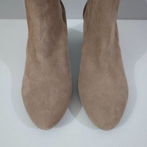 Stuart Weitzman Sofia Block Heel Sock Ankle Boot Shoe Topo Taupe Suede 9.5 NWOT